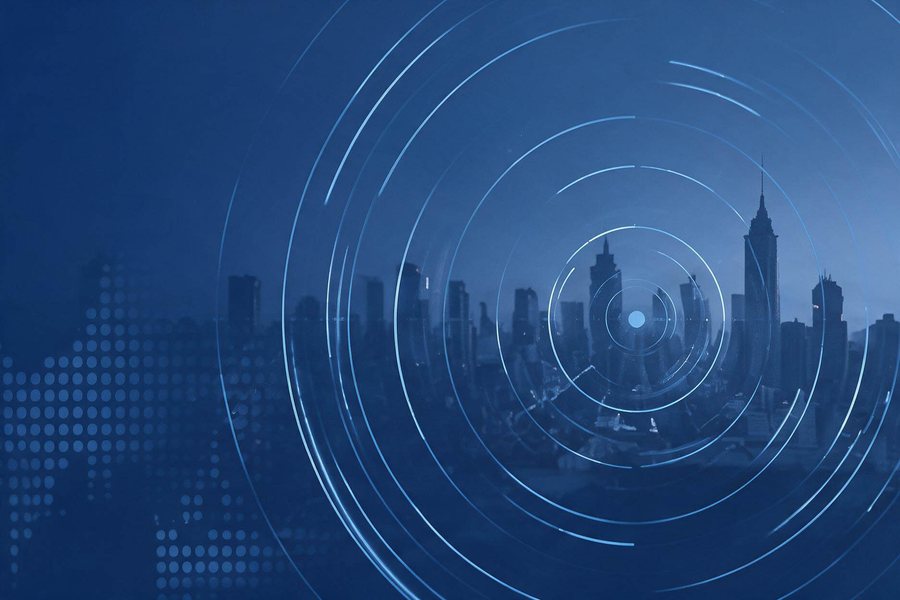 Media Vista — city skyline with signal rings